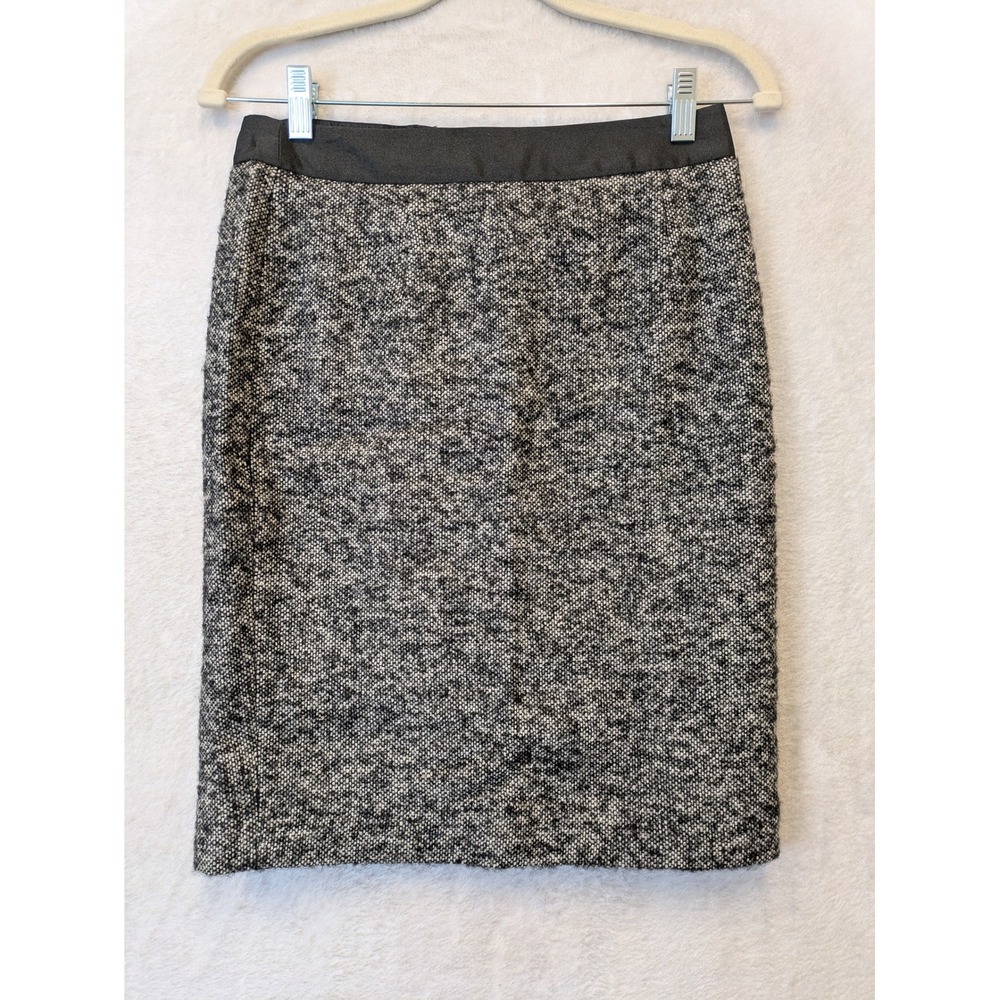 Boden Womens 4P Wool‎ Blend Tweed Pencil Skirt Black Gray Mohair Alpaca